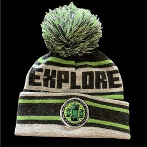 Minecraft kids Youth Beanie embroidered front patch cuff and pom cap
